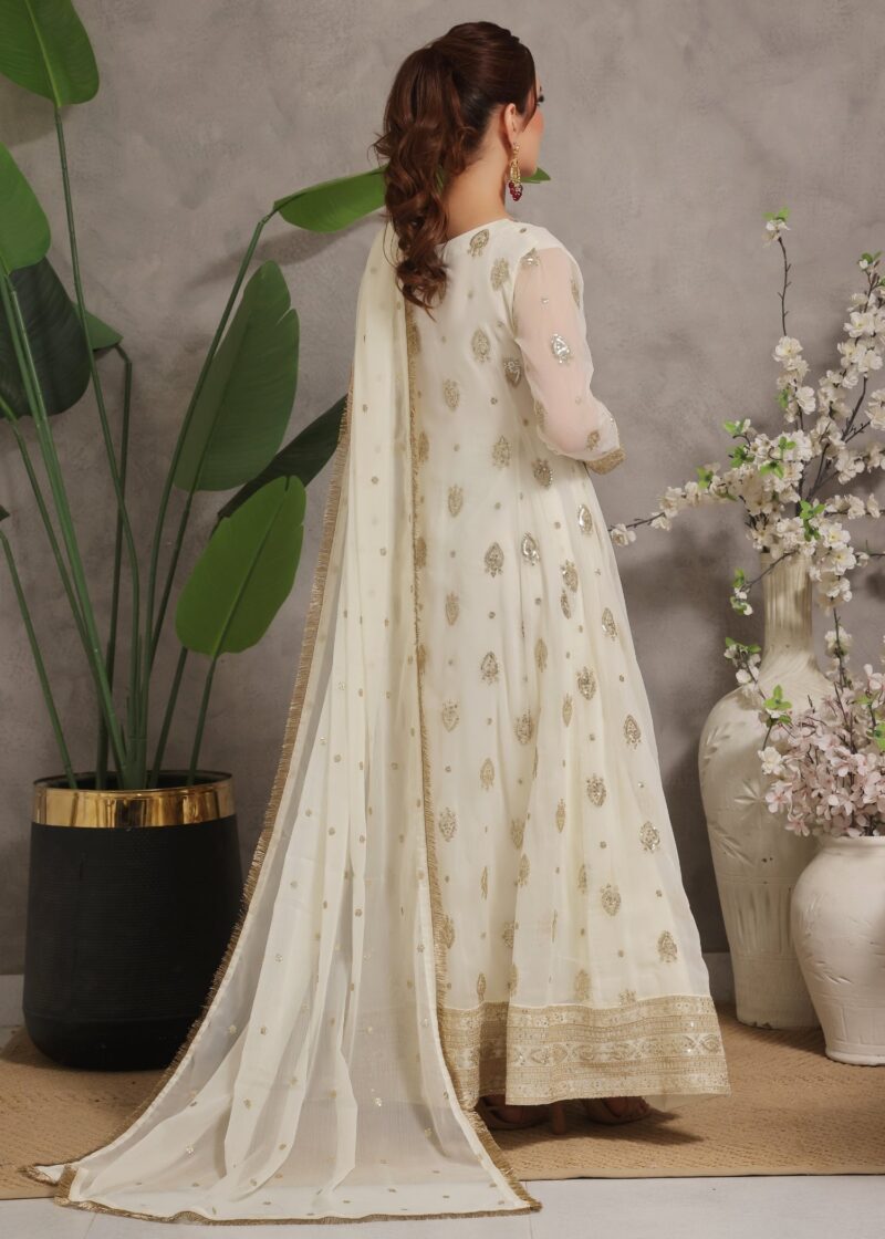 White Pishwas, Trouser with Dupatta | 20% OFF - Image 7