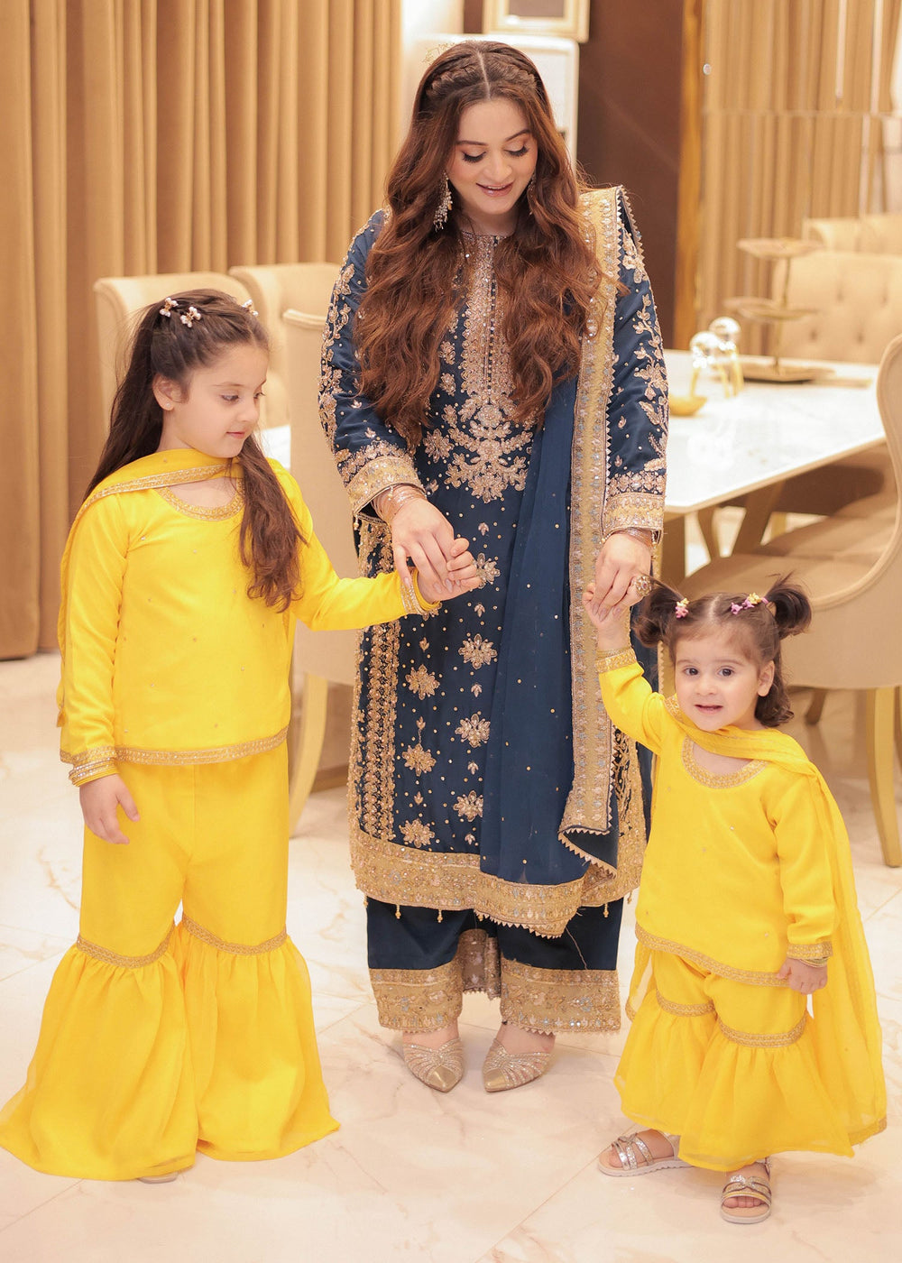 Aiman Khan - Bluish Shirt, Trouser with Dupatta - Image 2