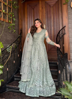 Sky blue Maxi, Trouser with Dupatta