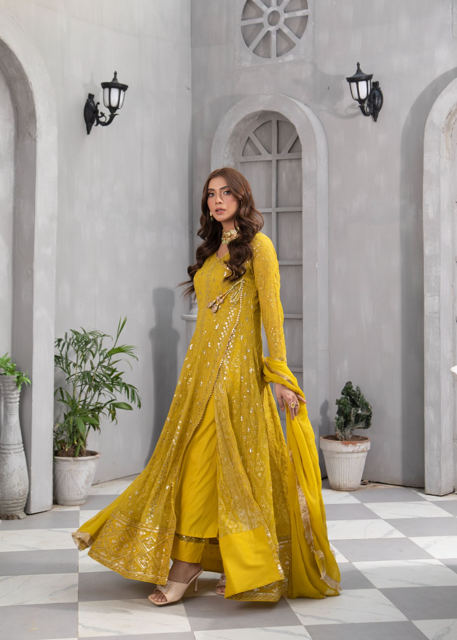 Mayo, Mehndi Maxi, Trouser with Dupatta - Image 5