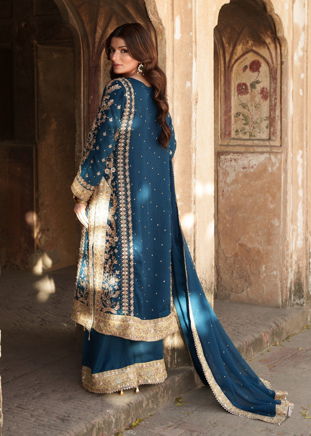 Aiman Khan - Bluish Shirt, Trouser with Dupatta - Image 6