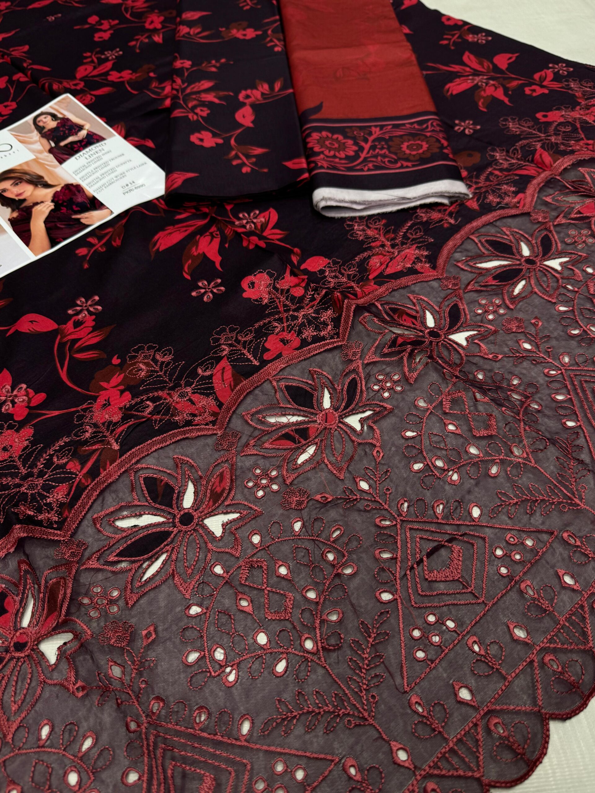 Kinza Hashmi - Maroon Long Shirt, Trouser with Dupatta - Image 2