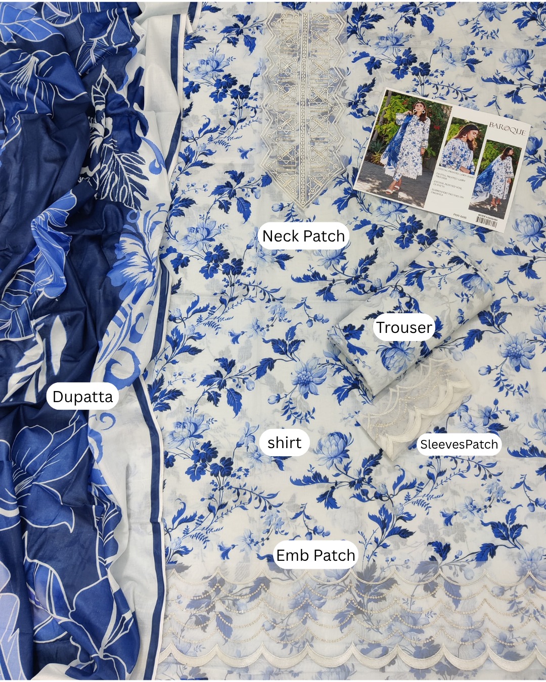 Alayna Shirt, Trouser with Dupatta - Image 2