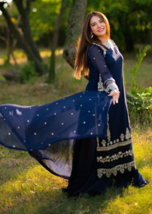 Dananeer - Bluish Shirt, Trouser and Dupatta | 20% OFF