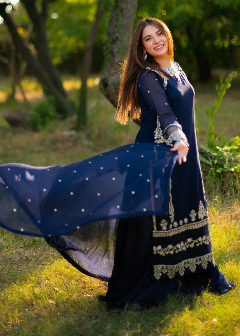 Dananeer - Bluish Shirt, Trouser and Dupatta | 20% OFF