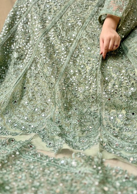 Sky blue Maxi, Trouser with Dupatta - Image 5