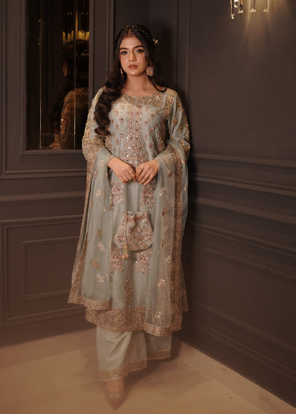 Laiba Khan - Anisha Blue Shirt, Trouser and Dupatta - Image 2