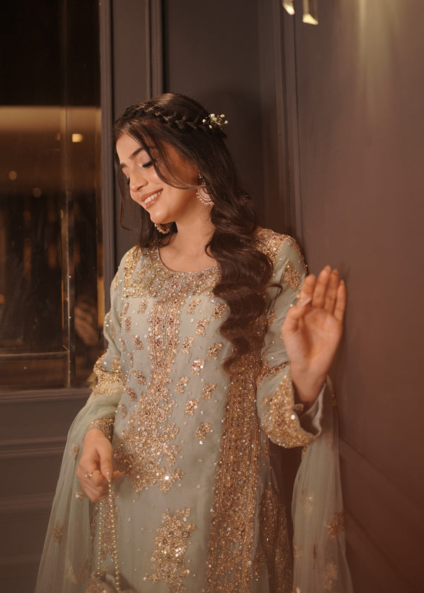 Laiba Khan - Anisha Blue Shirt, Trouser and Dupatta - Image 5
