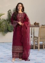 Hania Aamir - Redish Shirt, Trouser with Dupatta